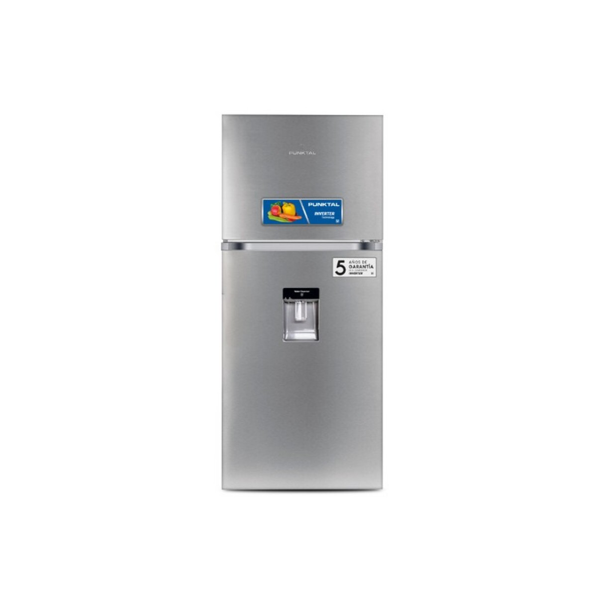 HELADERA PUNKTAL 409 LTS. CON FREEZER. FRIO SECO. INOX CON DISPENSADOR. INVERTER. 