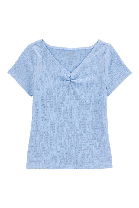 Remera de algodón, texturada, azul Sin color