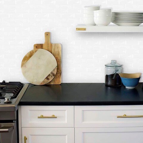 Azulejos adhesivos para cocina baño diseño ladrillo 10uds Blanco