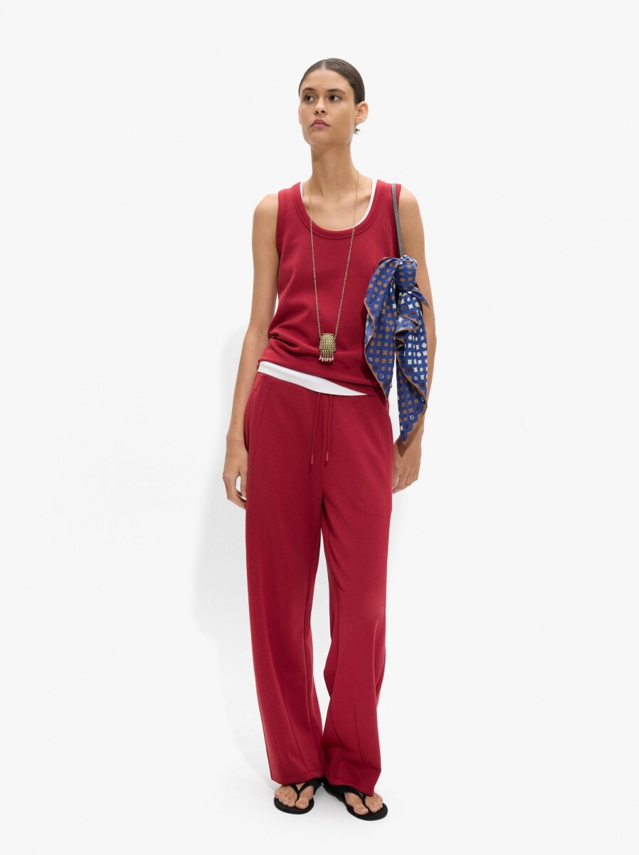 Pantalón Básico Con Tacto Suave - rojo 