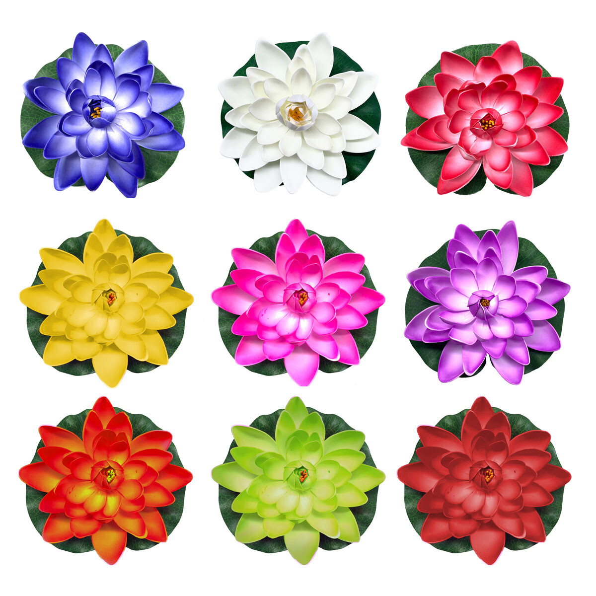 Set x9 Flores De Loto Flotantes Decoración Piscina 