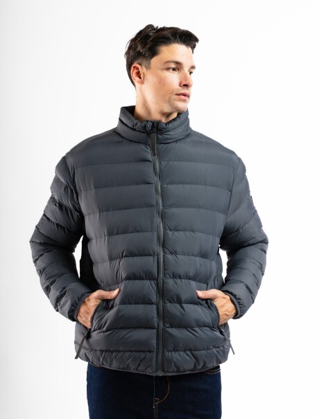 Campera Nylon Capitoneada Clasica Granada Gris Oscuro