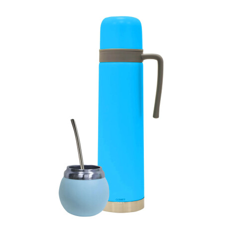 Set Matero Termo 750ml +mate lavable 120ml +bombilla regalo Celeste