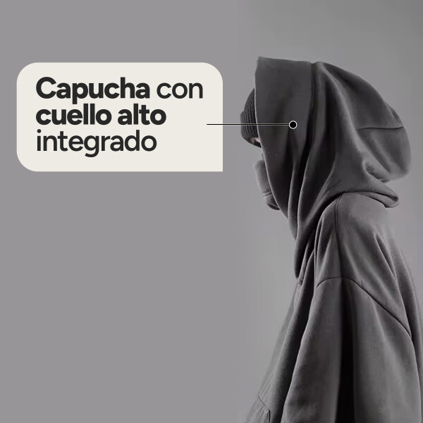 Canguro Buzo OverSize Capucha Cuello Frio Invierno Unisex Color Gris Talle L
