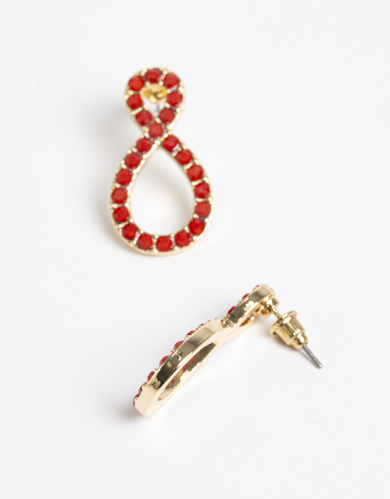Aros Colgantes Cortos Strass Aros Cortos Strass - Rojo Medio