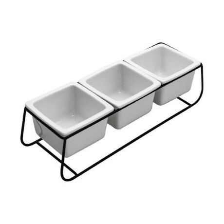 Set de 3 macetas Selecta en cerámica con base de metal Negra