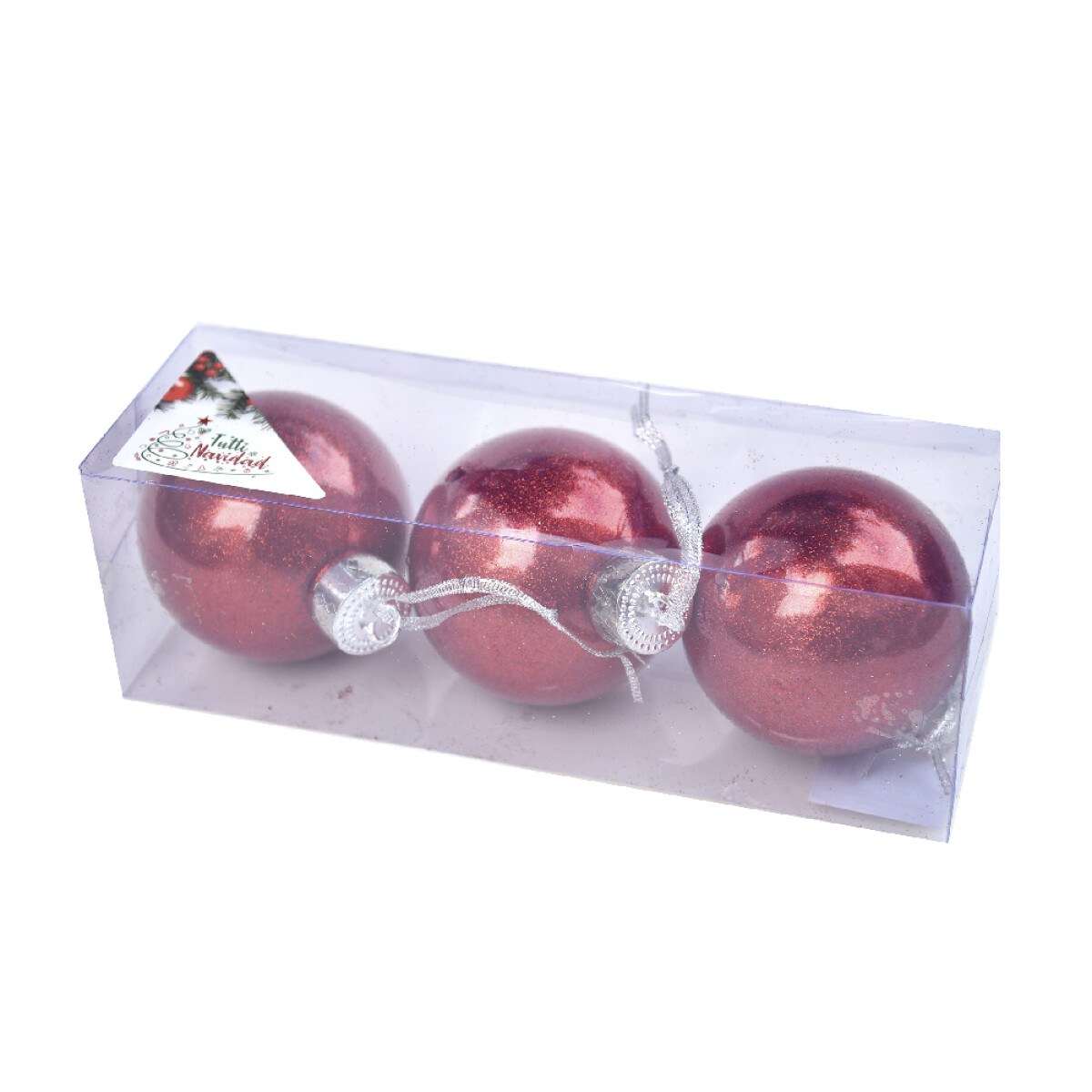 Esferas Metalizadas Color Rojo X3 - 8cm 