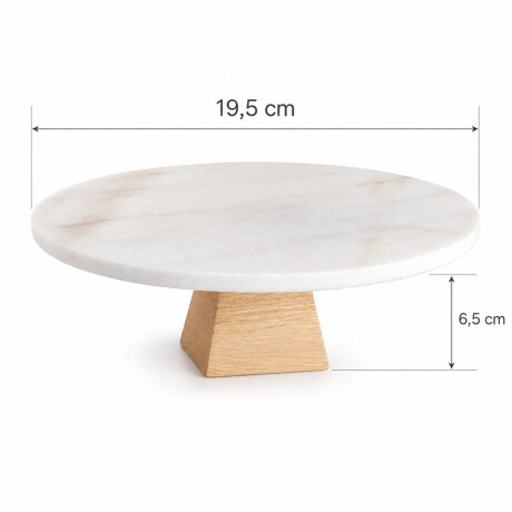 Soporte Para Tortas Mármol Natural Pie Bambú Elegante Blanco