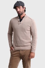 SWEATER ARROW H.BUTTON BEIGE