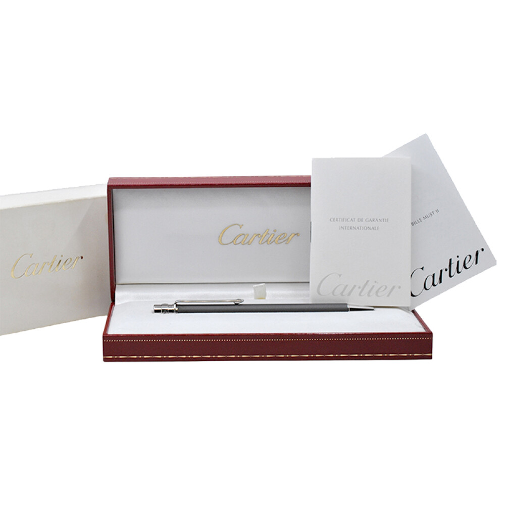 Cartier Stylo Bille Must Santos ST150171 laque gris mate con estuche Cartier Stylo Bille Must Santos ST150171 laque gris mate con estuche