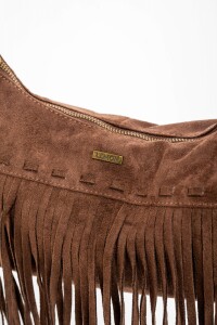 Cartera Flecos Gamuza Vegana Chocolate