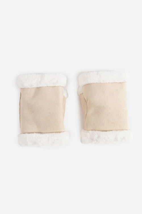 Guantes mitón beige