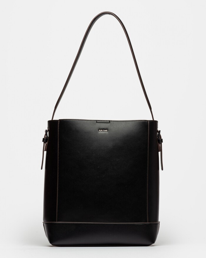 Cartera Al Hombro Akira en Efecto Cuero Liso Negro
