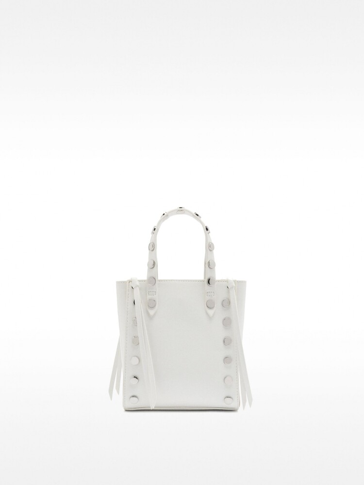 Bolso Tote Con Tachuelas blanco