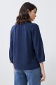 Blusa fantasía escote V azul marino