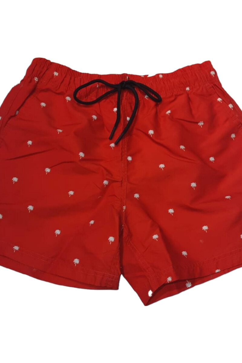 SHORT DE BAÑO MEL PALMERITAS ROJO