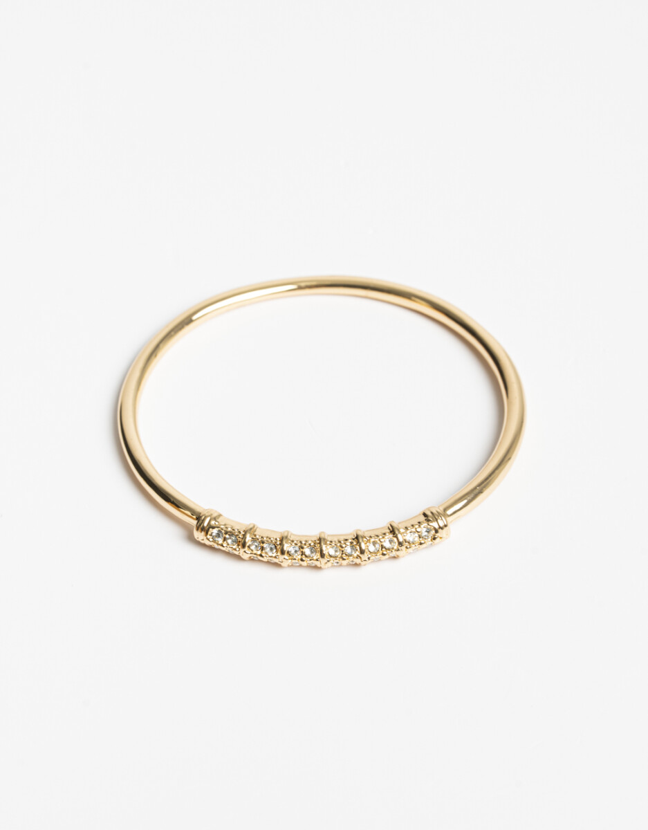 Pulsera Rígida Con Strass Bañada En Oro 