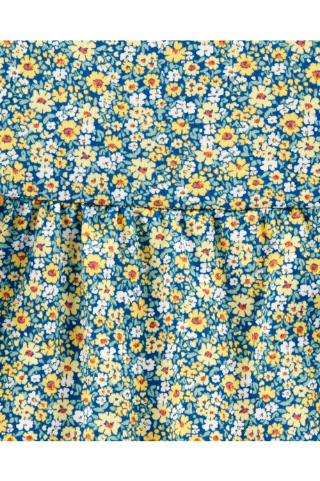 Blusa de algodón con volados diseño floral Sin color