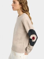 Jersey De Punto Con Flores beige