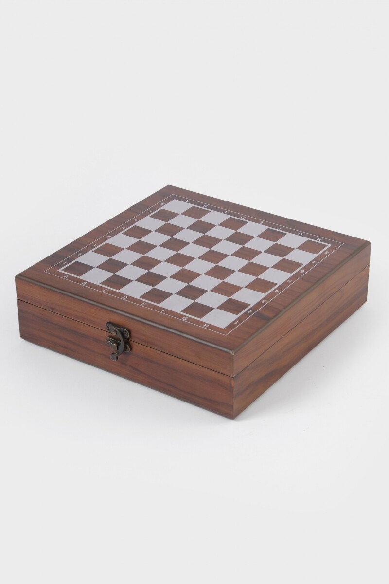 Set de Ajedrez, Generala, Cartas, Domino en madera marrón