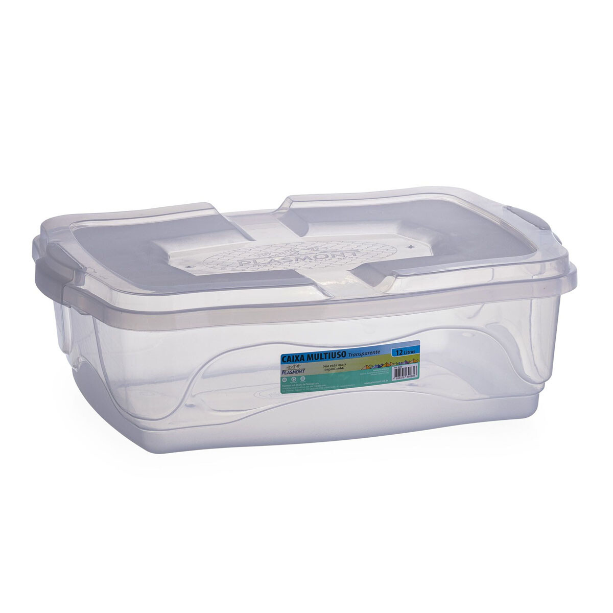 Caja Multiuso Organizador Plástico Tapa Trabas 12Lt Plasmont - Transparente 