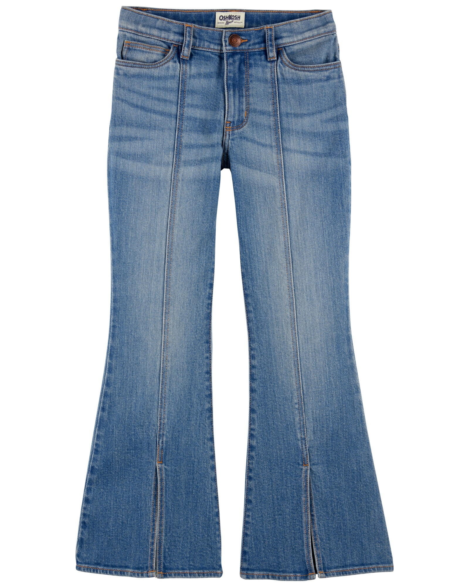 Pantalón jean, tiro alto, dobladillo dividido Pantalón jean, tiro alto, dobladillo dividido