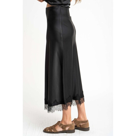 Falda Midi Satinada Negro