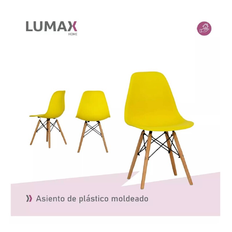 Silla De Comedor Eames Pack 4 Unidades Varios Colores Lumax Amarillo