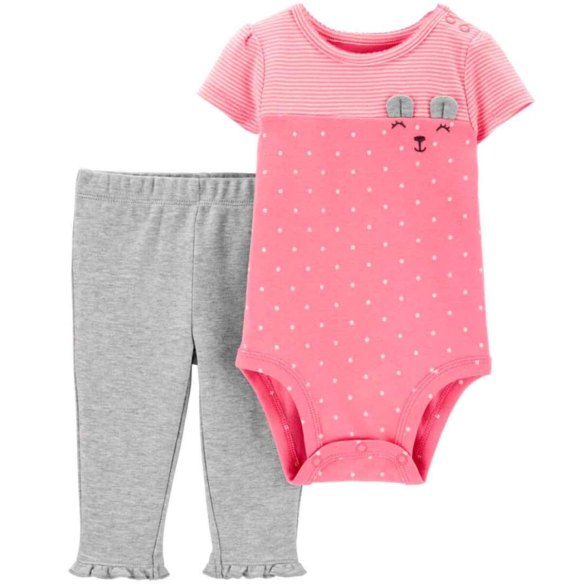 Set Carters Ropa de Bebe 2pzs Osito Body + Pant - GRIS-ROSA — Universo  Binario
