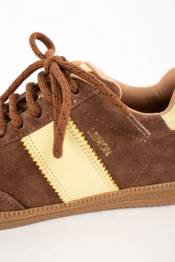 Zapatilla Gamuza Combinada Chocolate