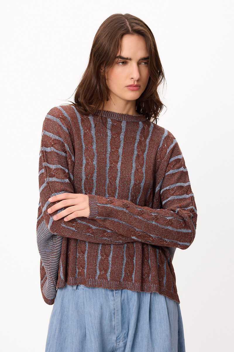 Sweater Oceano Crop Chocolate/Celeste