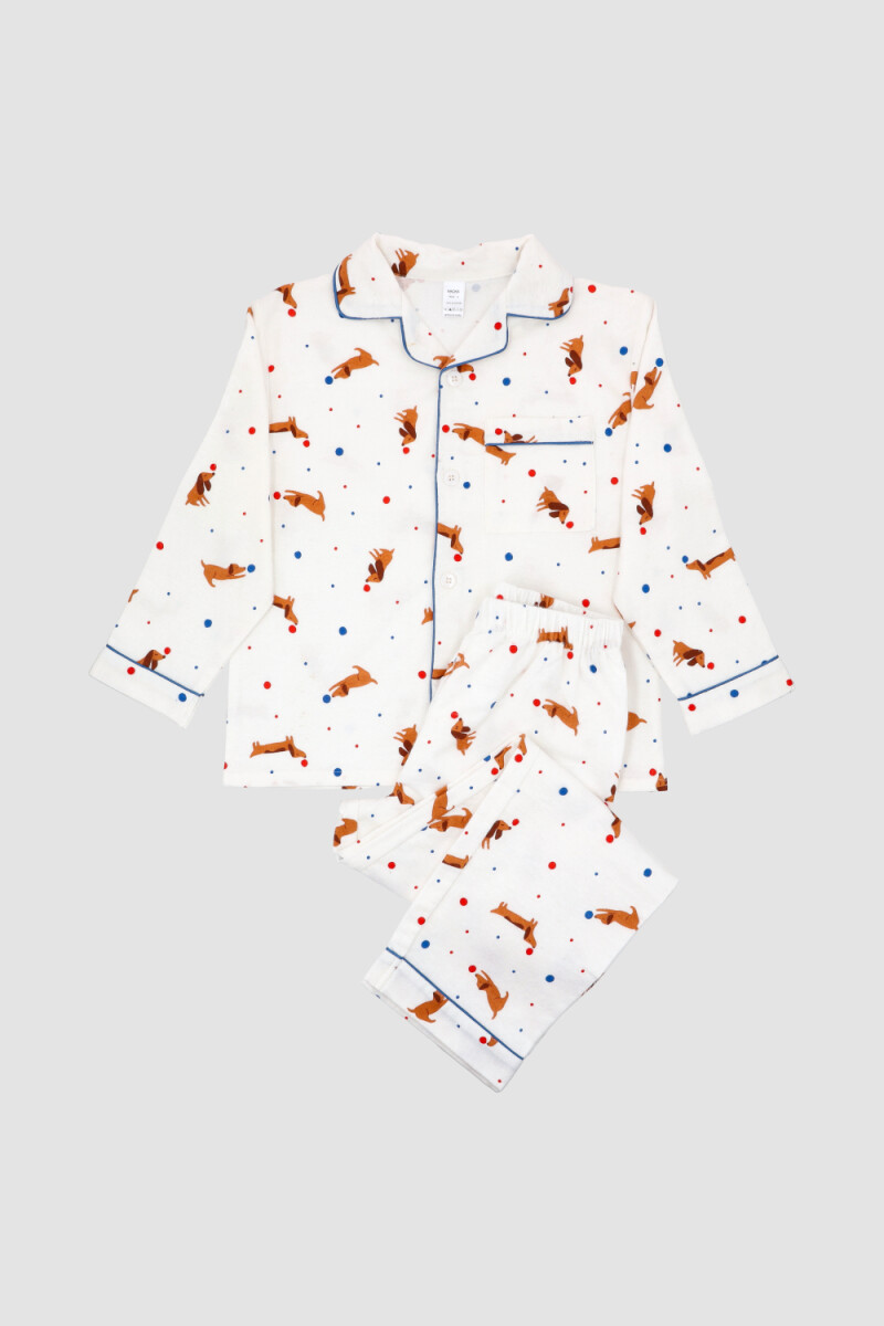 Pijama franela bow pattern - Marfil 