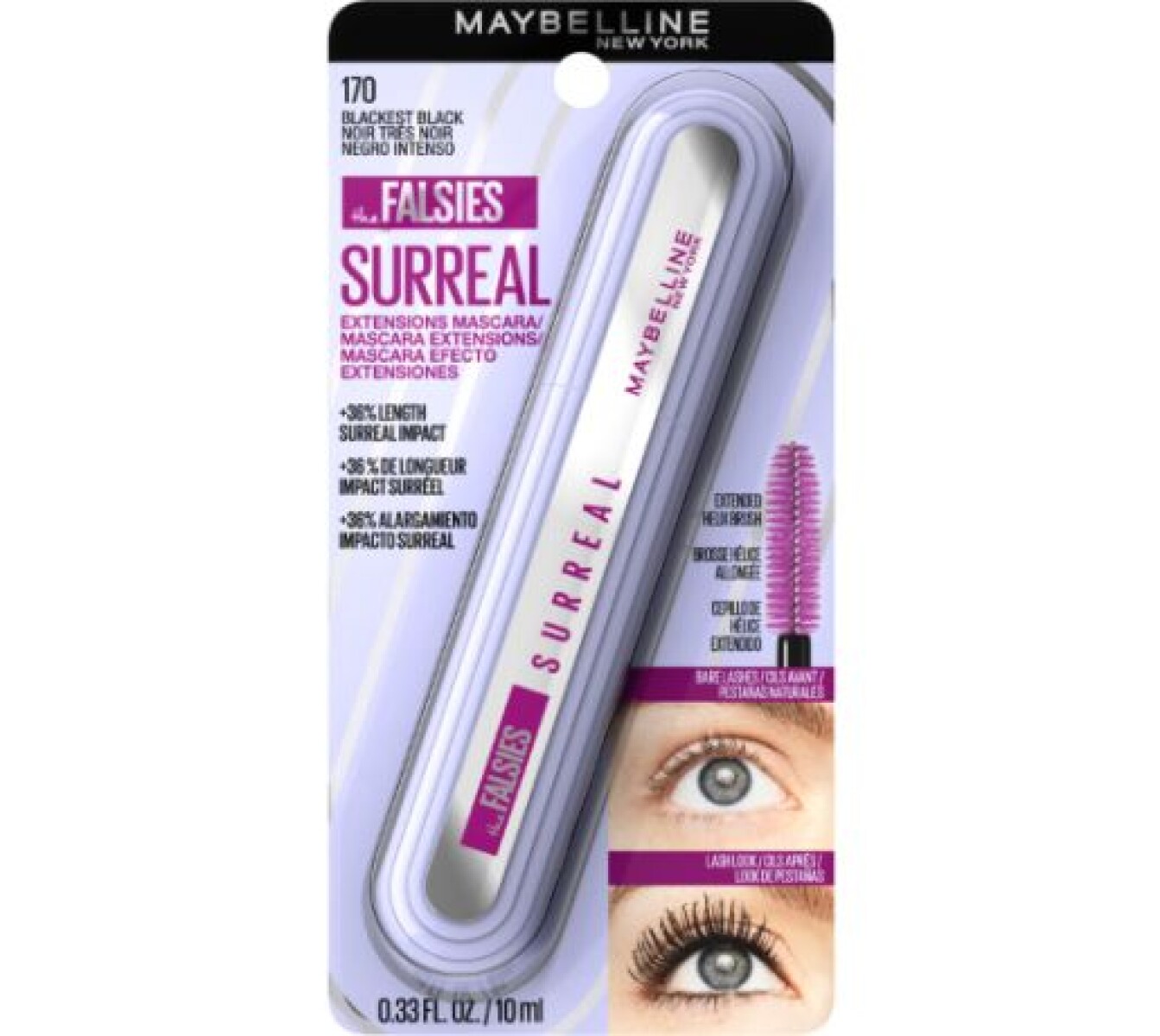 Maybelline Máscara Falsies Surreal Very Black N°175 – Efecto Pestañas Postizas
