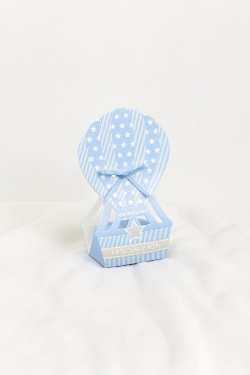 Globo aerostatico baby shower 6x4x14,5 cm - CELESTE 