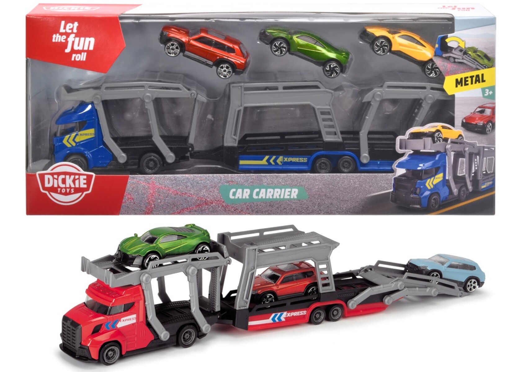 Camión Transportador de Vehículos Dickie 28CM con 3 Autos 