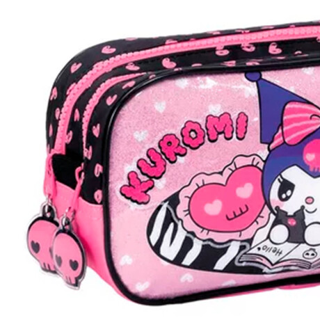 Cartuchera Kuromi Doble Cierre Gran Capacidad Rosa