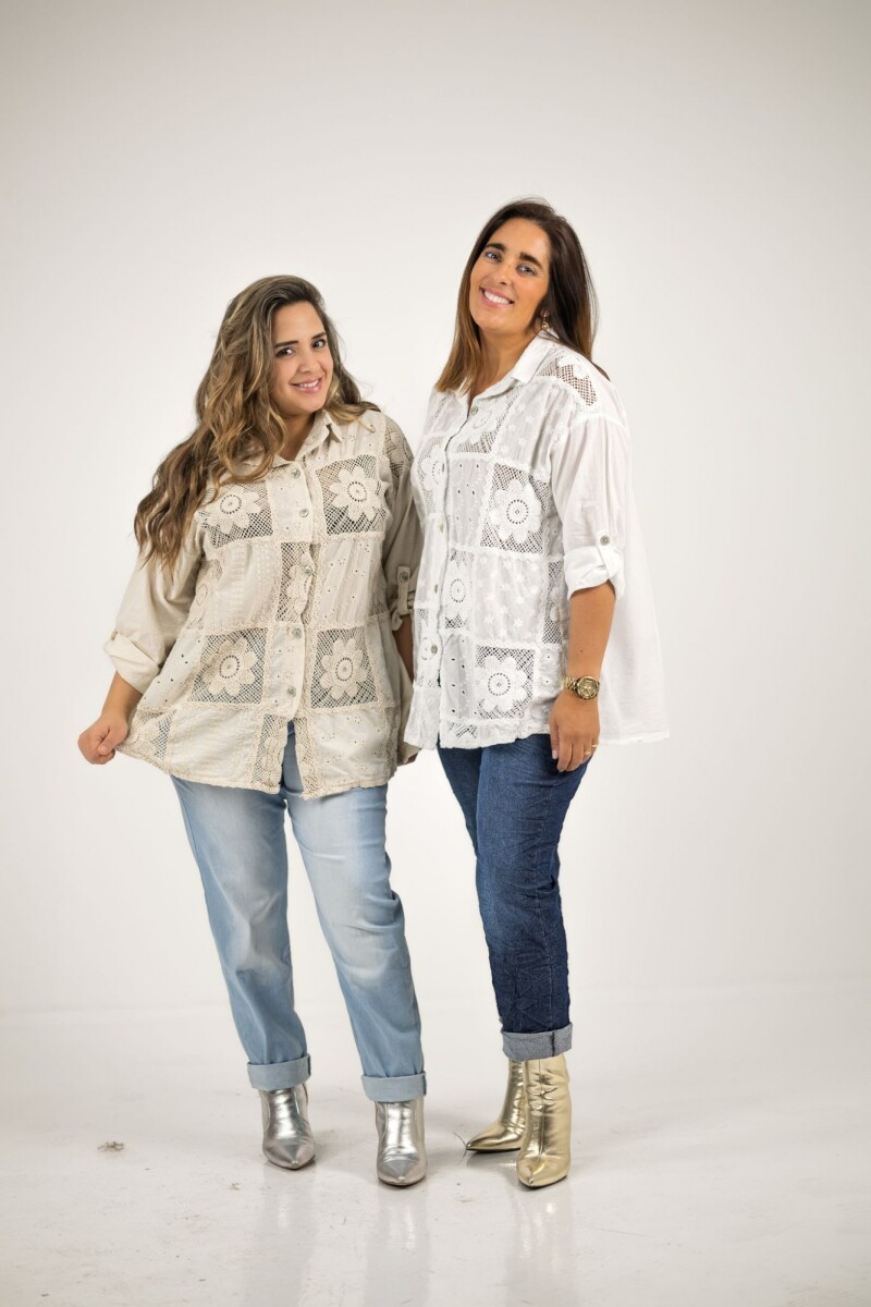 Camisa broderie bordada - Beige 