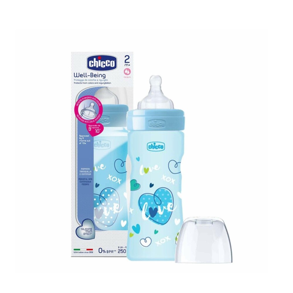 Biberon 250ml silicona benessere CHICCO celeste