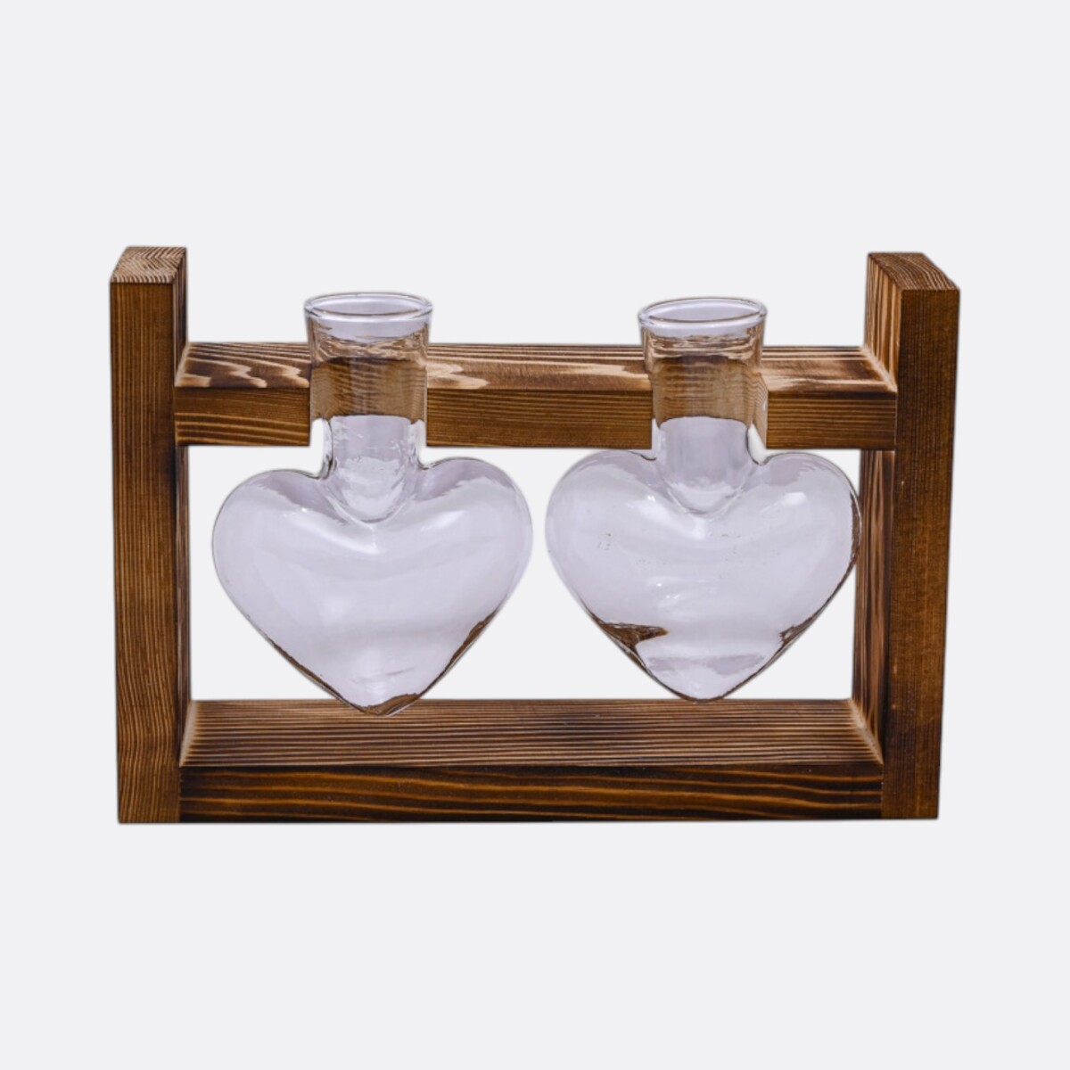 Florero Con Base De Madera X2 - Corazón 