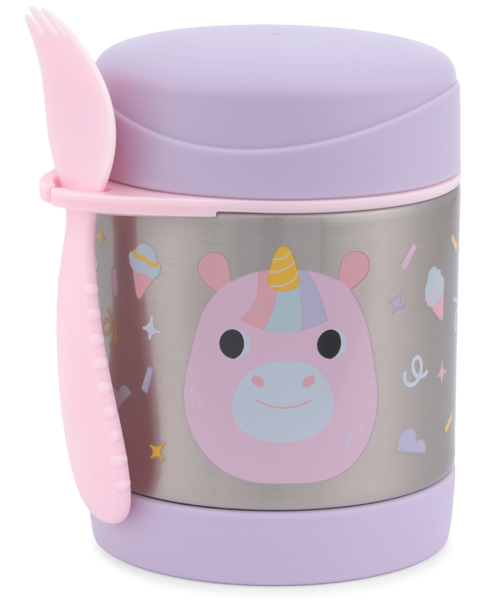 Tupper de acero inoxidable con cubierto, diseño unicornio Sin color