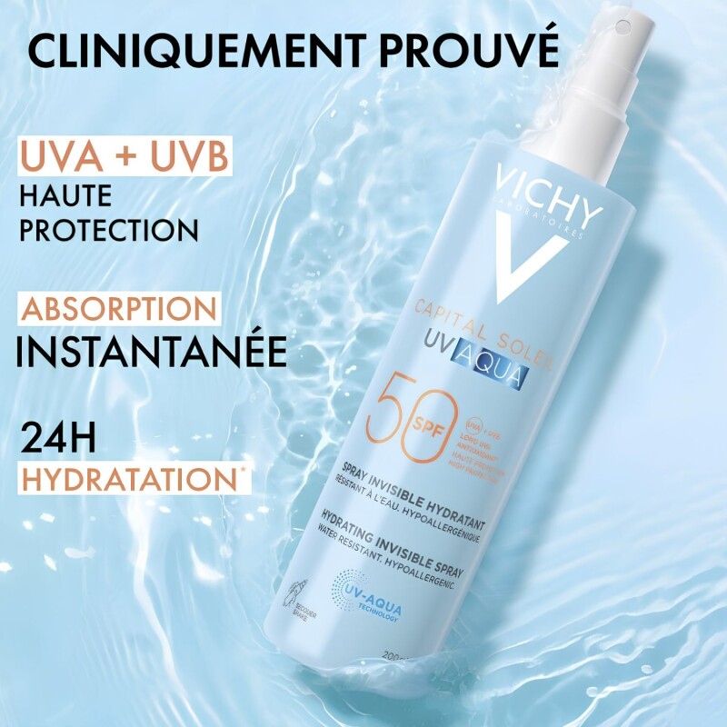 Agua Solar en Spray Hidratante Vichy Invisible SPF50 200 ml Agua Solar en Spray Hidratante Vichy Invisible SPF50 200 ml