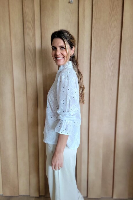 Blusa Copenhague Broderie calado blanco