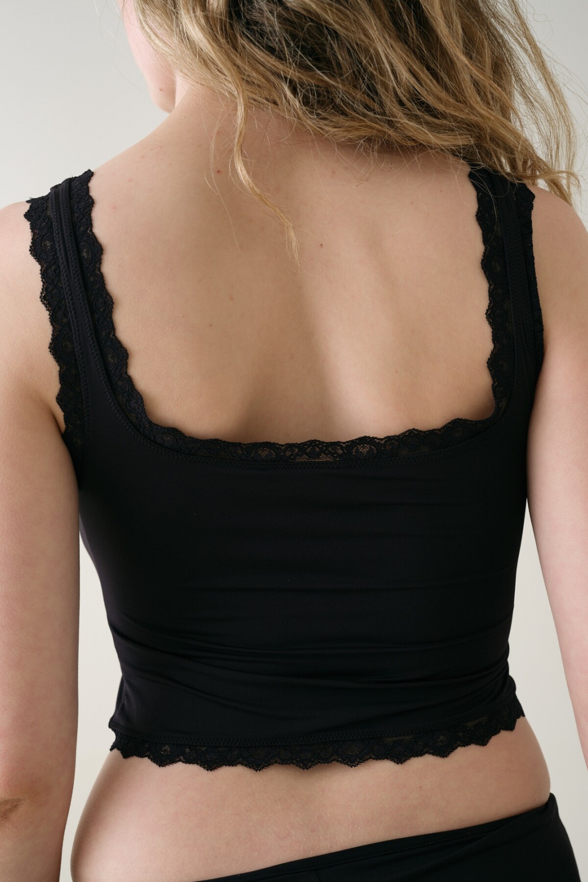 Top Encaje Microfibra Peach Negro
