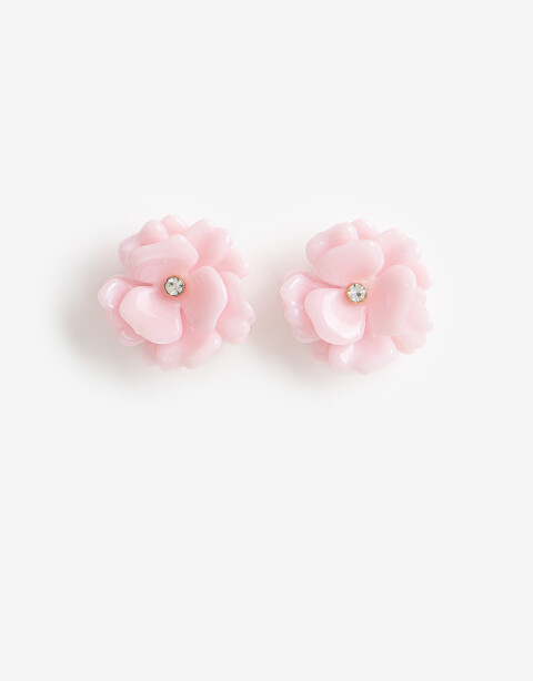 Aros Pasantes Acrilico Aros Pasantes Flor Resina - Dorado