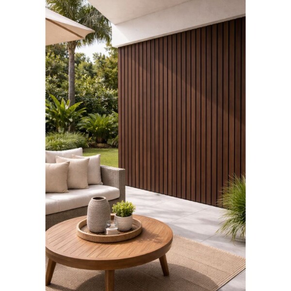 REVESTIMIENTO EXTERIOR WPC - PANEL 22 CM X 2.90 MT MARRON CON BASE NEGRA REVESTIMIENTO EXTERIOR WPC - PANEL 22 CM X 2.90 MT MARRON CON BASE NEGRA