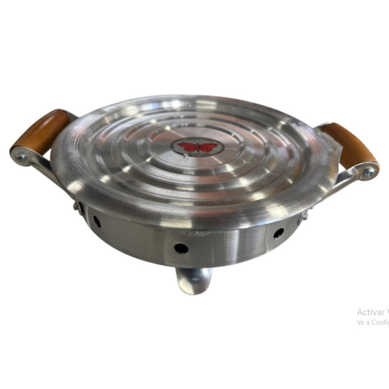 Brasero de Mesa Mariposa 24 cm Aluminio con Asas de Madera Brasero de Mesa Mariposa 24 cm Aluminio con Asas de Madera
