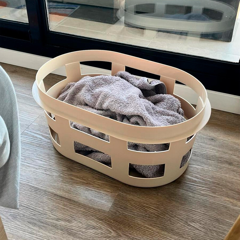 Canasto cesto para ropa sucia apilable Beige