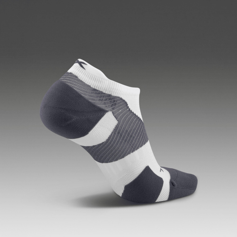 Vectr Light Cushion No Show Compression Socks - Unisex White/grey