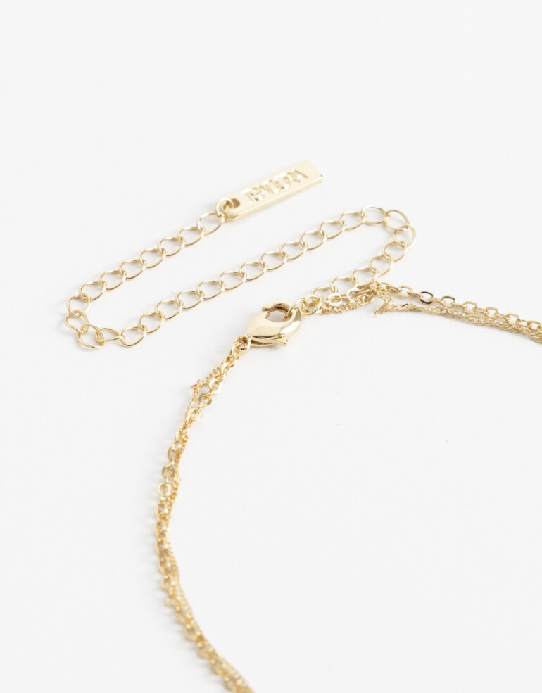 Collares Cortos Cubic zirconia Collar Con Dije De La Línea Delicates. - Dorado