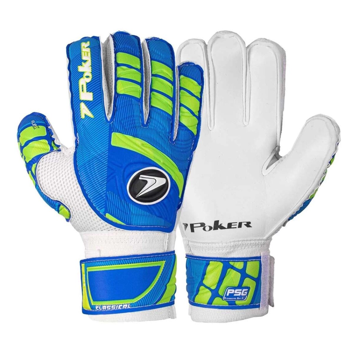 Guantes Golero Semi Pro Poker Classical - Blanco-azul 